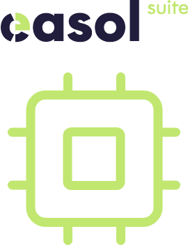 Das Logo der easol suite und ein Icon, das einen Prozessor darstellt.