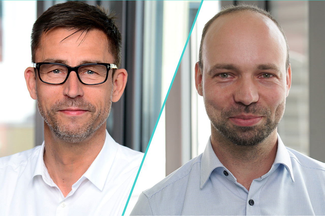 Das Bild zeigt die beiden Porträtfotos der Geschäftsführer der easol, Marko Broschinski und Sebastian Runge.